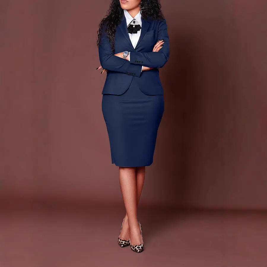 European And American Fashion Business Composite Long Sleeve Suit Hip Skirt Suit