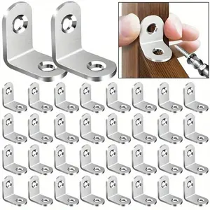 Stainless Steel L-Shaped Corner Support Sturdy Bracket, Heavy-Duty Shelving Stand for Wooden Shelves, Wall-Mounted 90 Degree Right Angle Joint