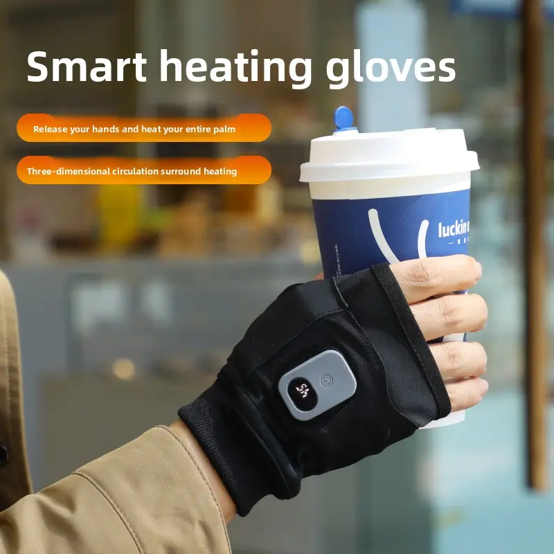 New Model Electric Heating USB Charging Half Finger Touchscreen Smart Gloves for Winter Warmth QDT