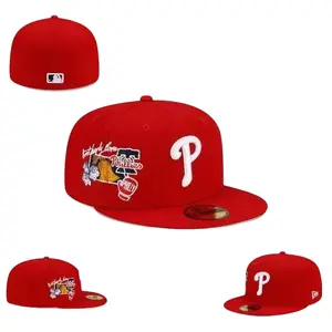 New Era MLB  Philadelphia Phillies New Era Red City Baseball Cap Flat Snapback Baseball Hat Streetwear Hip Hop Unisex Premium