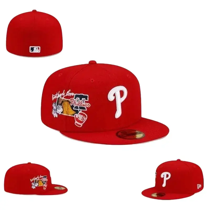 New Era MLB  Philadelphia Phillies New Era Red City Baseball Cap Flat Snapback Baseball Hat Streetwear Hip Hop Unisex Premium