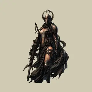 Tactical Knight Female Warrior Sticker,  Dark Armor Sword Gun Gothic Vinyl Decal Laptop Gift
