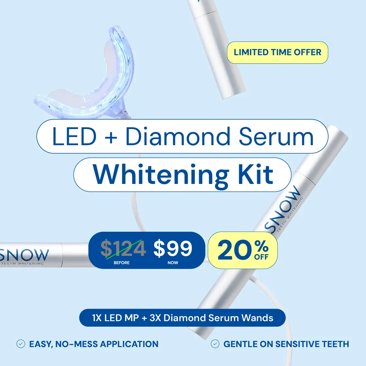 LED + 3X Diamond Serum Whitening Kit