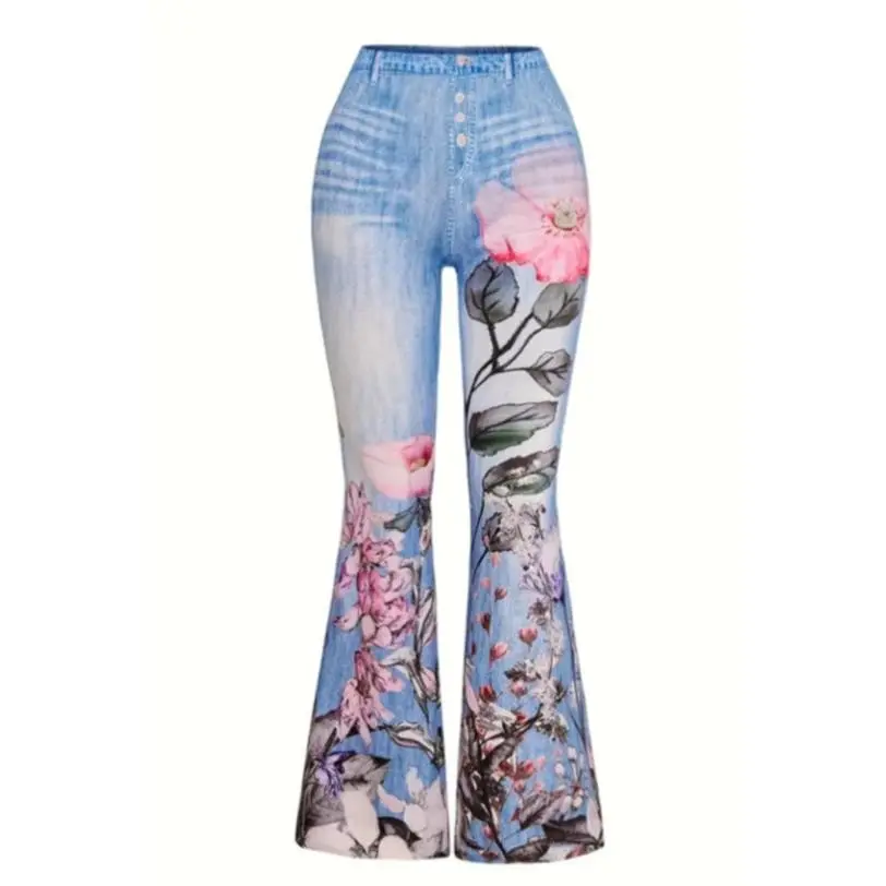 Women's Printed Polyester Jeans