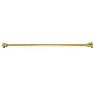 212 MAIN Traditional Edenscape Stainless Steel Adjustable Tension Shower Rod - 60-72 in., Brushed Brass Finish, Decorative Flange, Secure Hold, Easy Installation for Bathrooms, Shower Rods