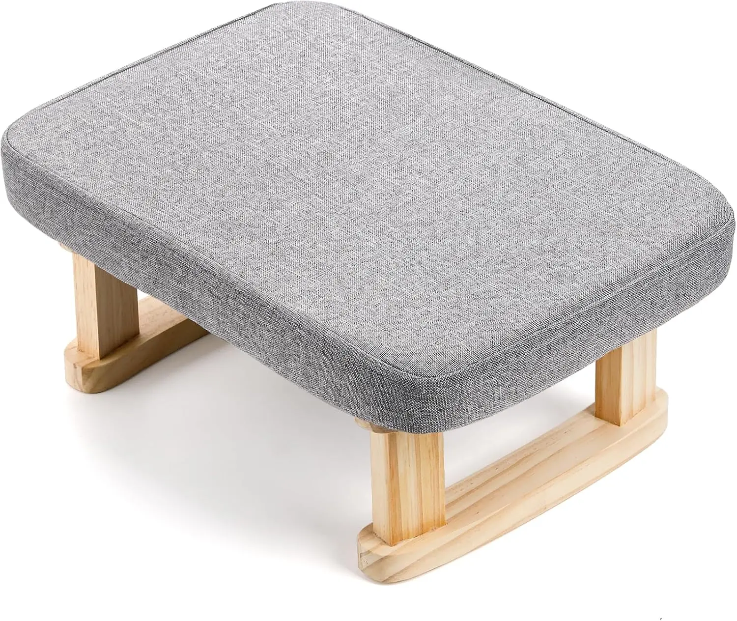 Small Footstool Ottoman, Rectangle Fabric Foot Stool Rest with Wooden  and Non-Slip Soft Padding, Modern Footstools Step for Couch, Desk, Office, Living Room, Bedroom, Entryway, Dogs, Gray