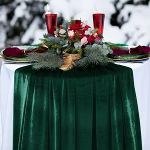 1 piece 100% Velvet Table Runner 10ft Extra Long,Dark Green Luxury Table Runner 20x120 inch for Christmas Halloween Wedding New Year Party Table Decorations