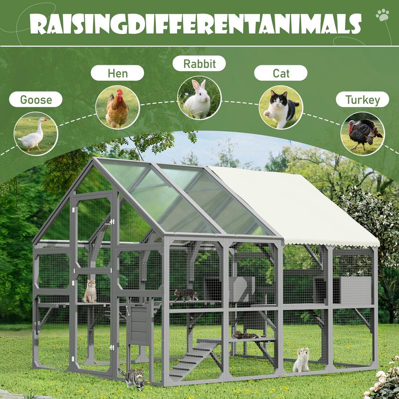 Large Catio Outdoor Cat Enclosure for Multiple Kittens, Wooden Cat ...