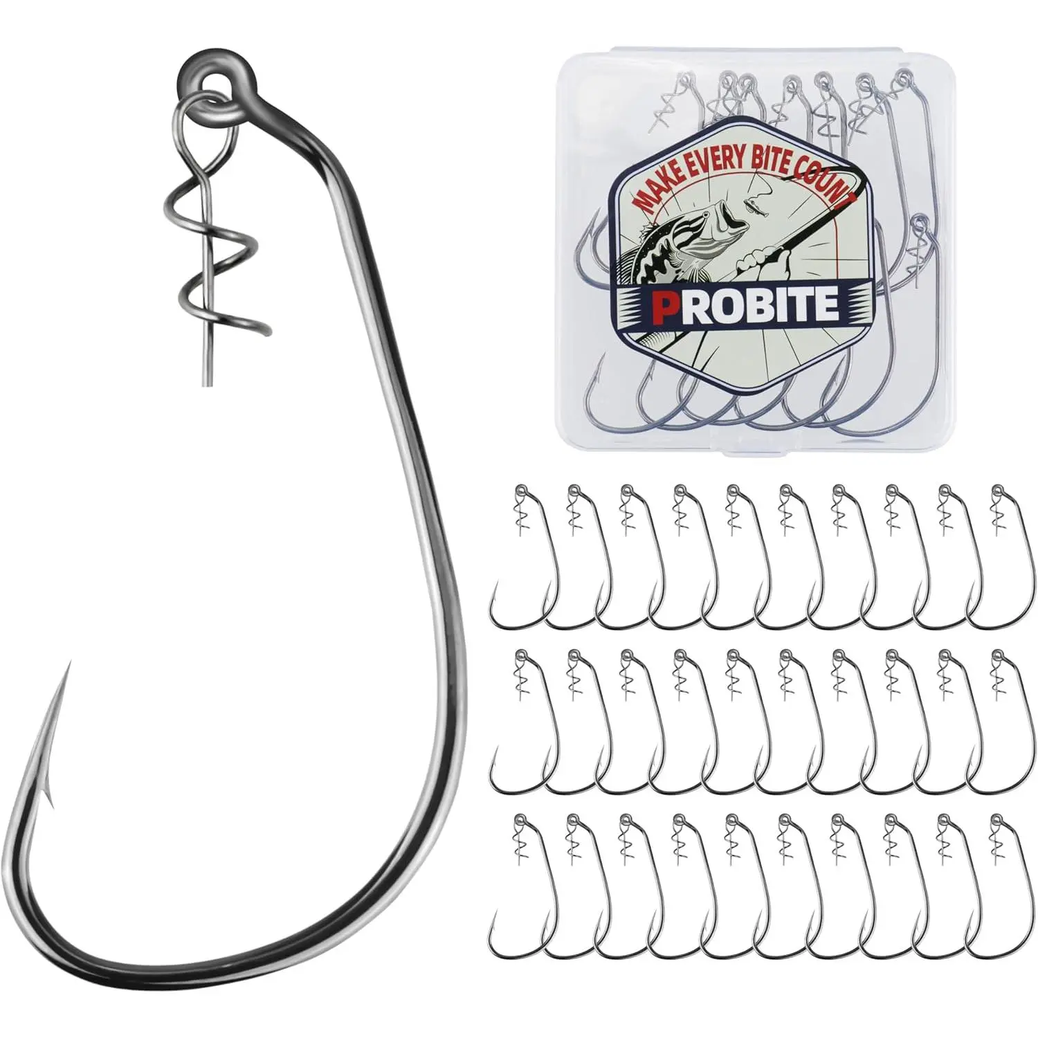 Swimbait Hooks for Bass Fishing – Wide Gap Offset Hooks with Centering Pin, Soft Plastic Hooks for Swimbaits & Worm Lures, Spring-Lock Design, Size 1/0–5/0, Pack of 30 or 25