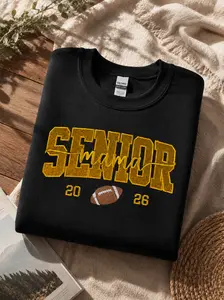 [Custom Name]  Senior Football Mama 2027 Custom Embroidered Sweatshirt, Senior Girl Crewneck Sweatshirt, Class of 2027 Personalized Sweatshirt, Graduation Gift for her