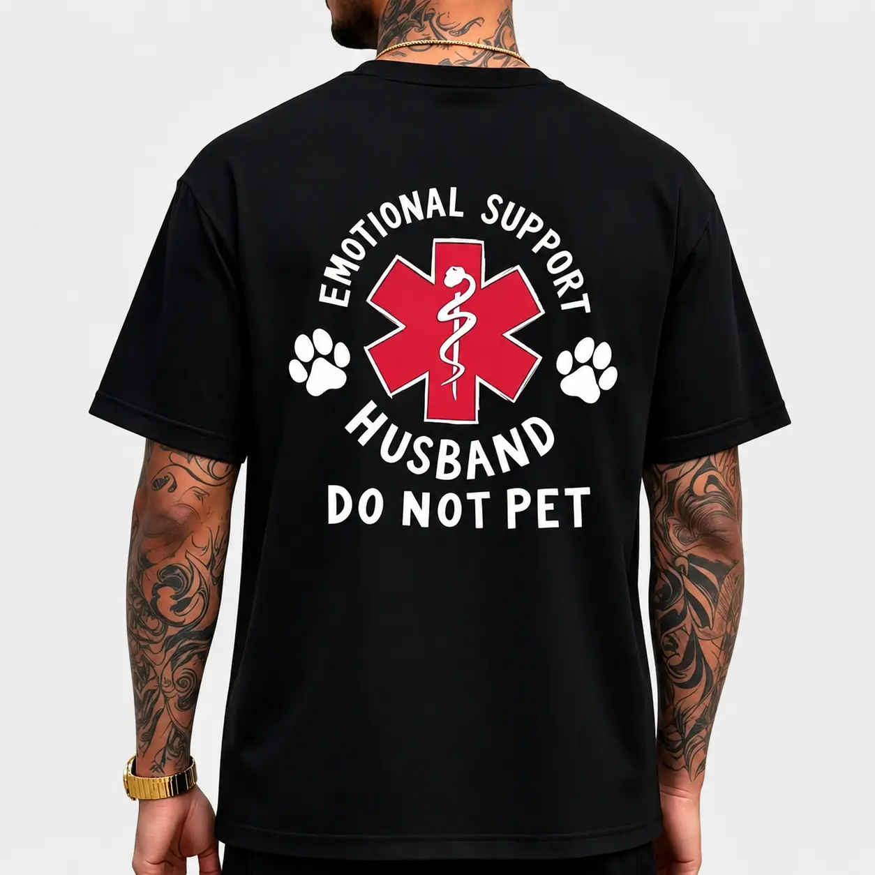 Emotional Support Husband Shirt, Funny Do Not Pet Graphic Tee For Him, Gift For Husband Boyfriend, Crew Neck Short Sleeve T-Shirt Menswear Top