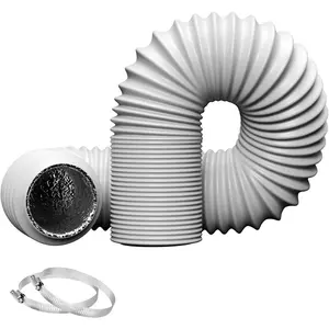 Dryer Vent Hose Flexible Insulated Air Ducting 4 Inch 13FT Vent Hose PVC  Foil Duct for HVAC Ventilation and Exhaust White
