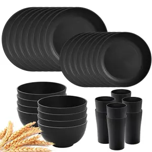 16-32pcs Wheat Straw Cutlery Set, Ideal for Outdoor Picnics and Family Gatherings, Eco-Friendly Tableware for Events and Parties, Dinnerware Set