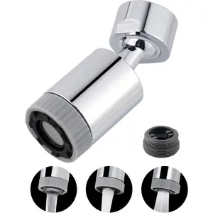 3 Mode Aerator, Kitchen Sink Sprayer Attachment 360 Swivel Bathroom Extender, With 55/64 Inch Female Thread, Included 15/16 Inch Male Faucet Adapter, Chrome