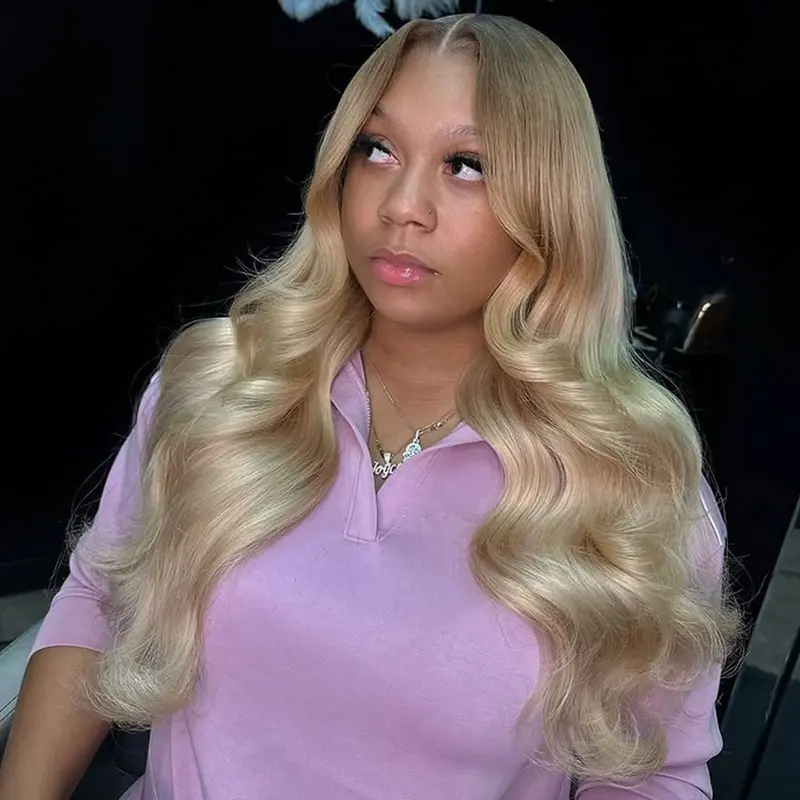 Ash Blonde Wig Human Hair Milk Tea Ash Blonde Wig 13x6 Body Wave Thin Lace Front Wigs Human Hair 200% Density Thicker Pre Plucked Wig Natural Hairline With Baby Hair