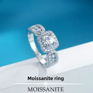 S925 Sterling Silver Lace Princess Cut Moissanite Ring for Women High-End Wide Version Engagement Diamond Ring