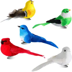 5 count Artificial Birds  Birds Clip  Realistic Bird Ornaments Figurines for Tree Feathered for Spring Easter Party Wreath Craft Yard Garden  Decor Flower Arrangement, Assorted Colors