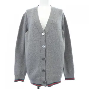 Pre-owned GUCCI Cashmere Small Leather Goods Web Stripe Blend Cardigan