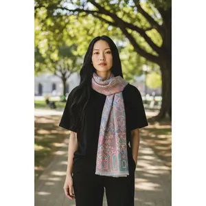 Handwoven Pink Cashmere Scarf: Jamawar Pashmina Shawl,Pure cashmere scarf