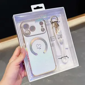 Magnetic Silk Heart Pattern Phone Case with Wrist Strap, Soft Tpu Material, Compatible with iPhone 17/16/15 Series, Stylish Design