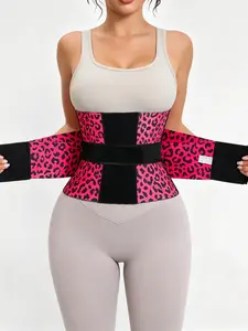1 Count Women's  Leopard Print Anti Roll Waist Cincher, Triple Wrap Compression Shapewear Belts, Fajas, Adjustable Triple Layer Waist Trainer, Solid Color Curves Compression Girdle, Ideal For Sports & Yoga & Gym
