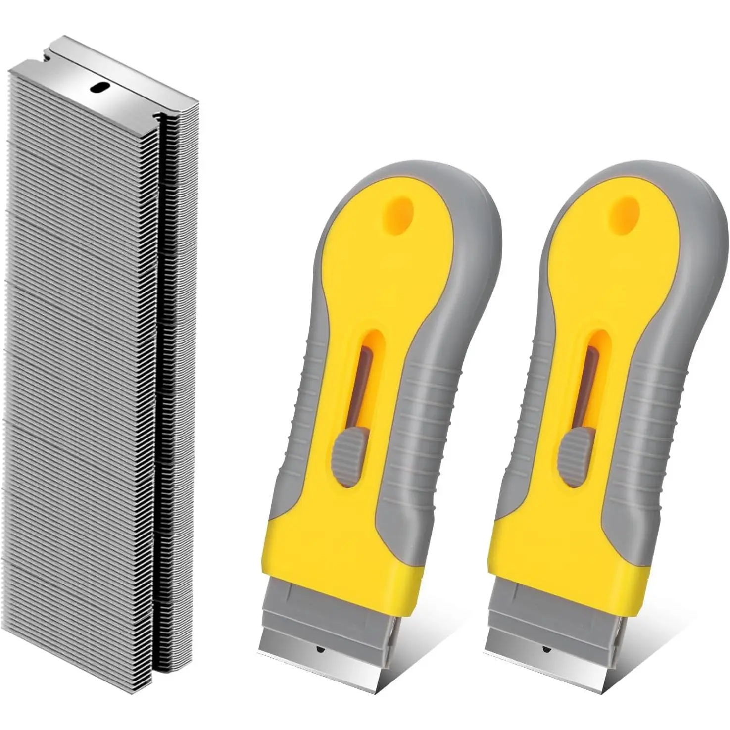 2-Pack Carbon Steel Scraper Blade Tool with 100 Extra Carbon Steel Blades – Multi-Surface Cleaner for Glass Stoves, Window Cleaning (Tools & Hardware)
