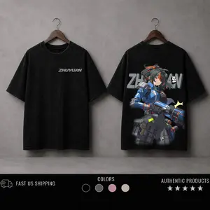 Zhu Yuan - Zenless Zone Zero v2 Washed Tshirt, Sweatshirt, Hoodie ZZZ game Oversize 2 Sided Cotton unisex graphic Tshirt, game movie Tops graphic tee,
