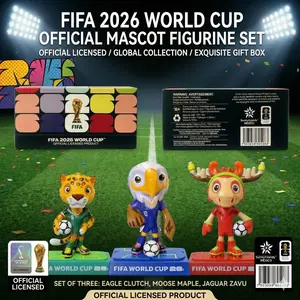 FIFA 2026 World Cup Official Mascot Figurine Set - Limited Edition Collectible Figurines Featuring Eagle Clutch, Moose Maple, and Jaguar Zavu - High-Clarity Display Case & Exclusive "26" Pitch Base