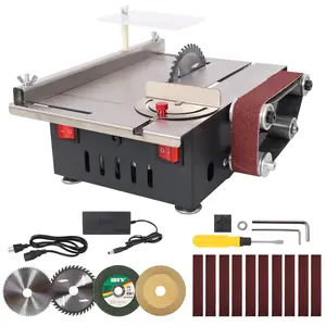 Mini Table Saw,Belt Sander, stainless steel top,7 Gear Adjustable 0-90° Angle, Available for Wood/PCB/Acrylic/Plastic