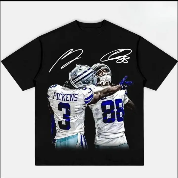 Pickens X CeeDee "WE DEM BOYZ" Graphic T-Shirt - Unisex Adult Soft Vintage Cotton Short-Sleeve Crewneck, George Pickens & CeeDee Lamb Dallas Football Fan Fashion Top, Breathable Fabric Game Day Sports Streetwear