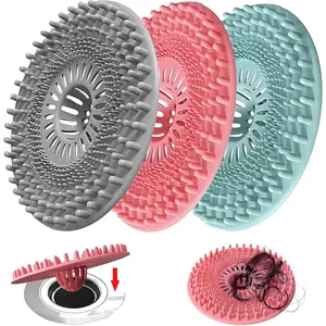 Hair Catcher Shower Drain, Sink Drain Strainer, Bathroom Silicone Bathtub Drain Cover, Bath Tub Kitchen Accessories Trap Collector Remover Protector Stopper Essentials 3 Pack