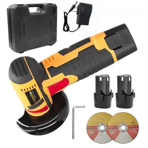 Father's Day Gift - 12V Cordless Mini Brushless Angle Grinder Kit, 19500 RPM with 2x 1200mAh Batteries & 2 Cutting Blades, for Cutting Grinding Polishing, Handheld Power Tool, Black Friday Christmas Gift