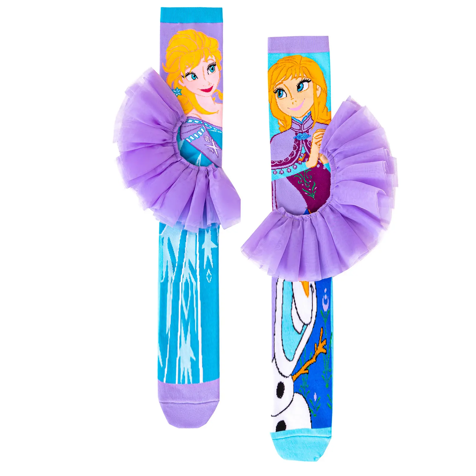 Disney Frozen Long Socks - Anna & Elsa Design with Purple Tutu - Casual Everyday Wear for Women - Stitch Inspired - Fun Gift Idea