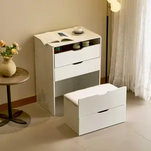 Modern Space Saving Makeup Table with Illuminated Mirror,vanity，dresser，Multi Drawer Cosmetic Organizer Dresser for Women Skincare Jewelry Storage