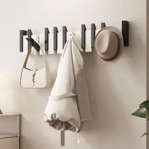 Wooden Wall Mounted Hat Bag Towel Coat Hook, Hat Hanger Holder, 1 Count Piano Key Design Foldable Wall Hook, Home Organizer for Bedroom, Entrance, Mud Room