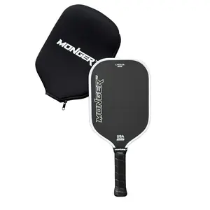 Monger 16mm Carbon Power Pro Thermoformed Gen 2 T700 Toray Carbon Fiber 16mm Pickleball Paddle White “Free Cover”