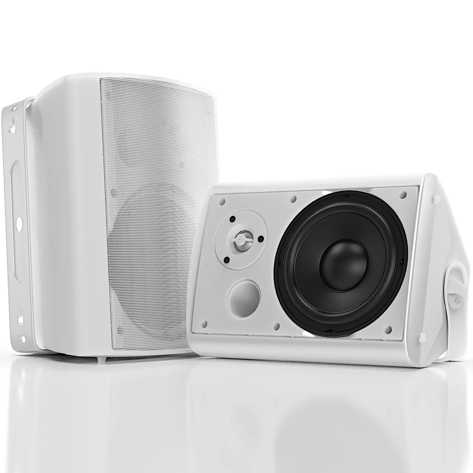 Herdio Indoor-Outdoor Bluetooth Weatherproof Loudspeaker System (Black/White Pair Pack), 4in & 3.5in 200W Plug-In Waterproof Stainless Steel Wall-Mount Stereo with Powerful Bass for Patio, Home Theaters