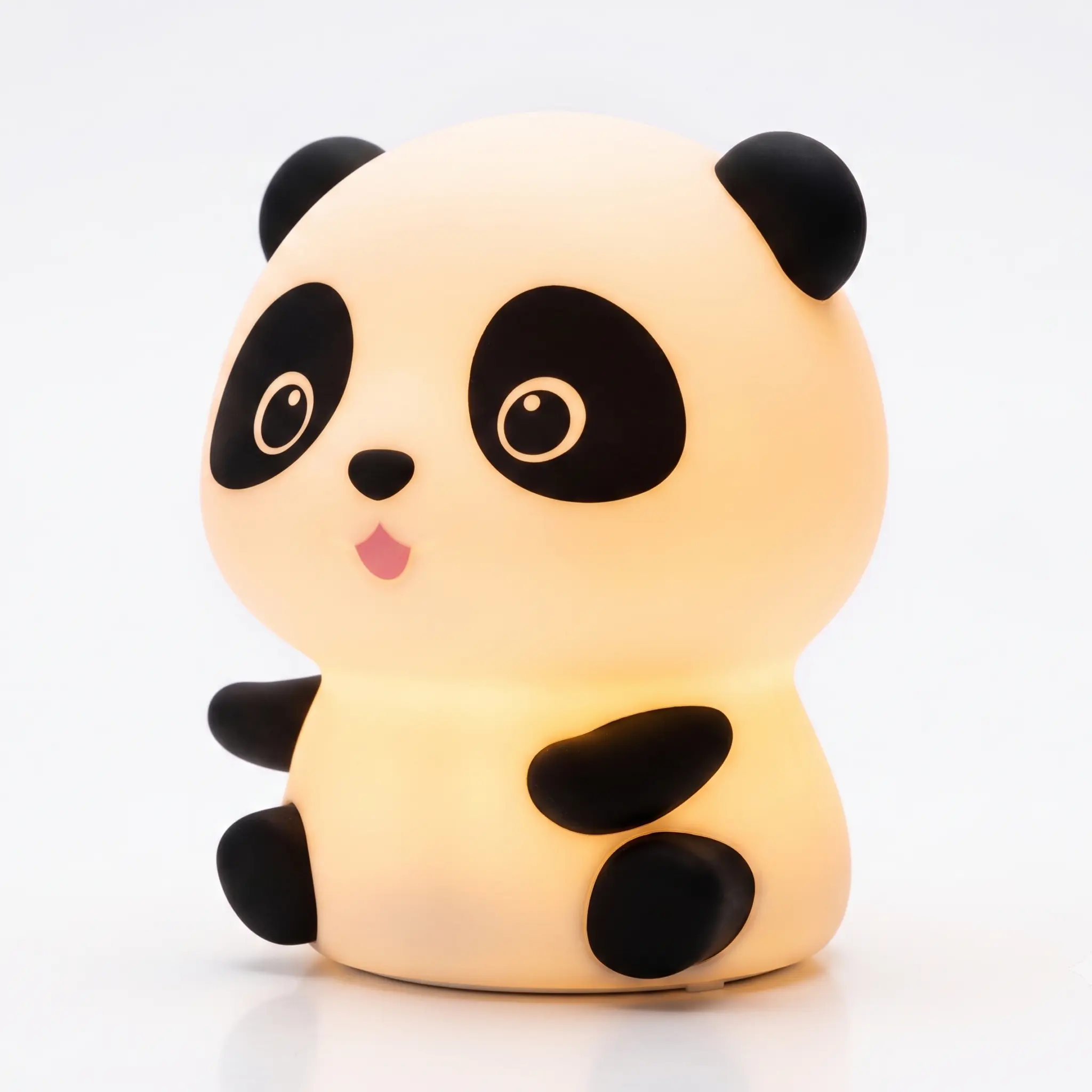 Cute Panda-Shaped Silicone Night Light - Squeeze-Tap Activated, USB-C Rechargeable, 3 Brightness Levels Glow Control, Soft Glow - Household Bedroom Decor, Ideal Nursery Gift, Touch/Tap