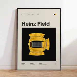 Pittsburgh Steelers Poster, Heinz Field Stadium Print, Mid Century Modern Football Poster, Sport Bedroom Posters, Minimalist Office Wall Art