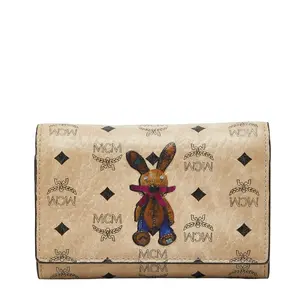 Pre-owned MCM Calfskin Small Leather Goods Visetos Logogram Rabbit Print Leather Wallet