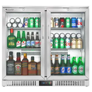 Back Bar Cooler Counter Height Beverage Refrigerator with 2 Glass Doors, Commercial Undercounter Display Fridge for Beer Soda Wine