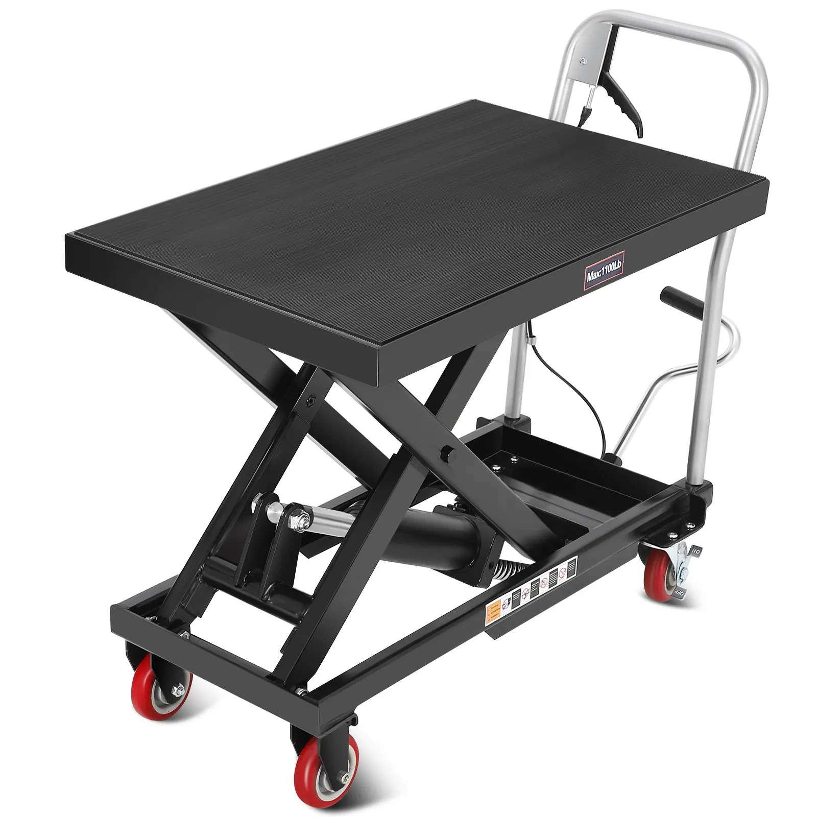 Garvee Manual Hydraulic Scissor Lift Table Cart – 1100 lbs Capacity, 35.4" Max Lifting Height, Heavy Duty Steel Platform with Non-Slip Pad & Locking Wheels – Ergonomic Foot Pump – Perfect for Warehouses, Garages, Factories – Material Handling Made Easy!