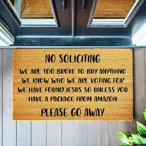 Doormat No Soliciting Please Go Away  - Funny Doormat - Coir Door Mat - Welcome Mat - Home Decor - Front Porch - Cute Gift - Funny Gift  1073**