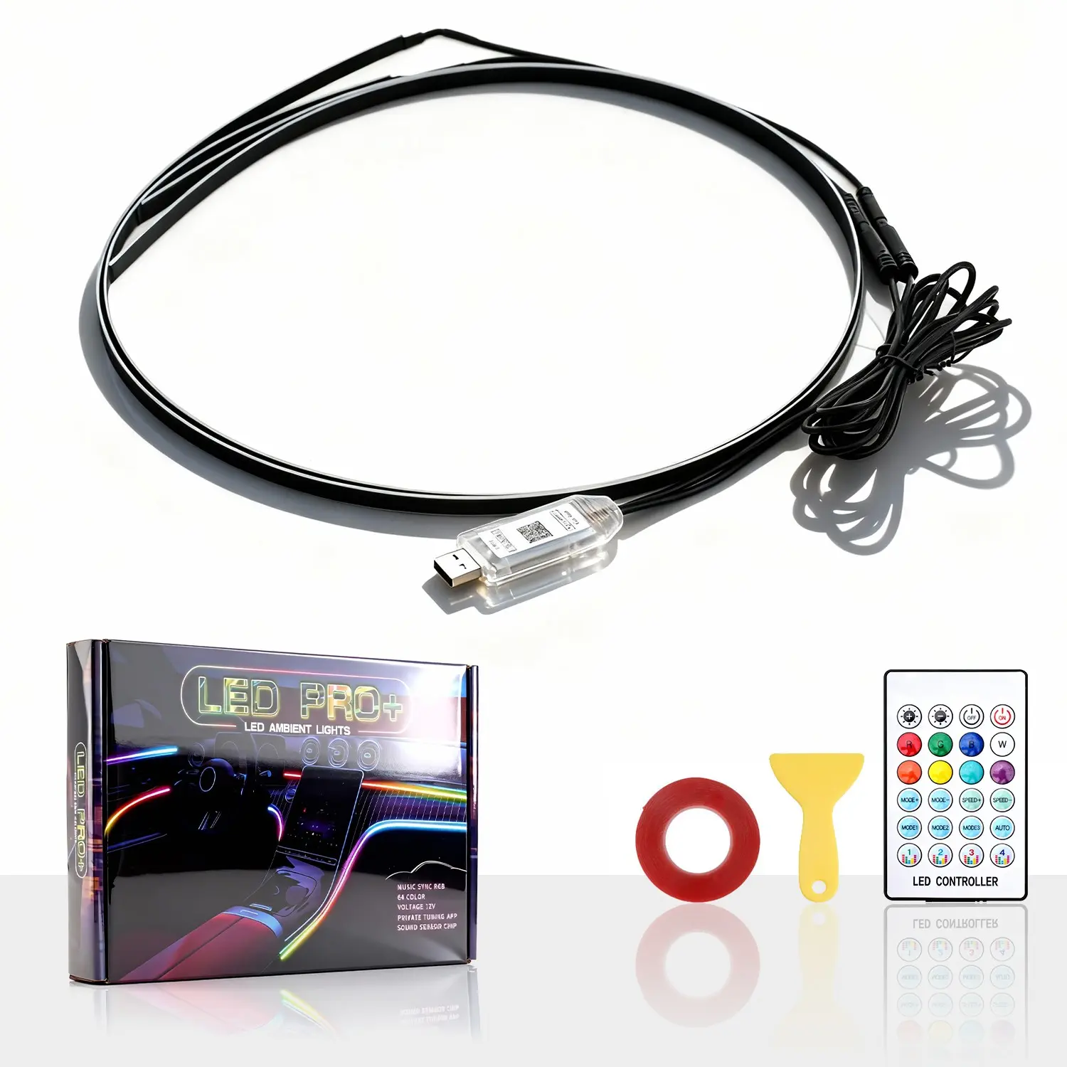 Car LED Strip, Multifunctional Car Led Automotive Interior Led Vehicle Ambient Light Multi-Mode Dashboard Decorative Light with USB Universal Interface, Led Lights Car, Car Ambient Lighting, Led For Car