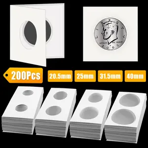 200 Pcs Coin Holders 2 X 2 Cardboard Mylar Flips For Dime Penny Quarter 4 Sizes