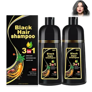 500ml Hair Dye Shampoo 3 in 1, Herbal Ingredients, Contains Ginseng Extract, Can covergray hairs, Natural Haircoloring, Plant Haircare, black hairdye, Salon