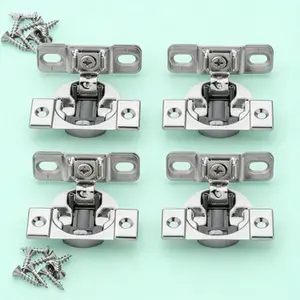 Soft-Close Overlay Hinge 1-3/8" Variable Opening Compact Design (4 Hinges) Self-Closing Cabinet Hardware Durable Adjustable Mounting
