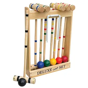 CROQUET SET & CADDY 6 Player 32" Maple & Brass Amish Handmade USA