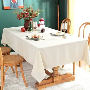 Urban Villa Tabletop Cover Kitchen Dining Tablecloth 100% Cotton Holiday Celebrations Wedding Dinner Parties Ivory Rectangle 60X102 Inches 10-12 Seats Table Cloth