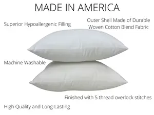 Premium Quality 10x16 or 16x10 Hypoallergenic Polyester Pillow Insert - Made in America, Machine Washable, Durable Cotton Blend Outer Shell, Soft & Plush Filling